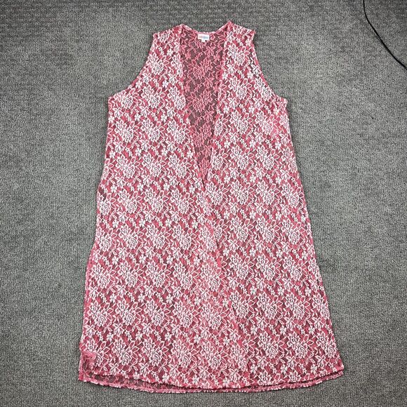 LuLaRoe Joy Duster Vest Womens Large Pink Lace Sheer Kimono Romantic Boho - Picture 1 of 8